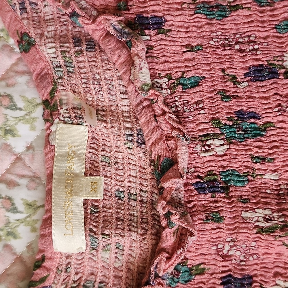 Loveshackfancy Violet Hollywood Pink Floral Smocked Dress with Ruffle Hem XS - Picture 10 of 17